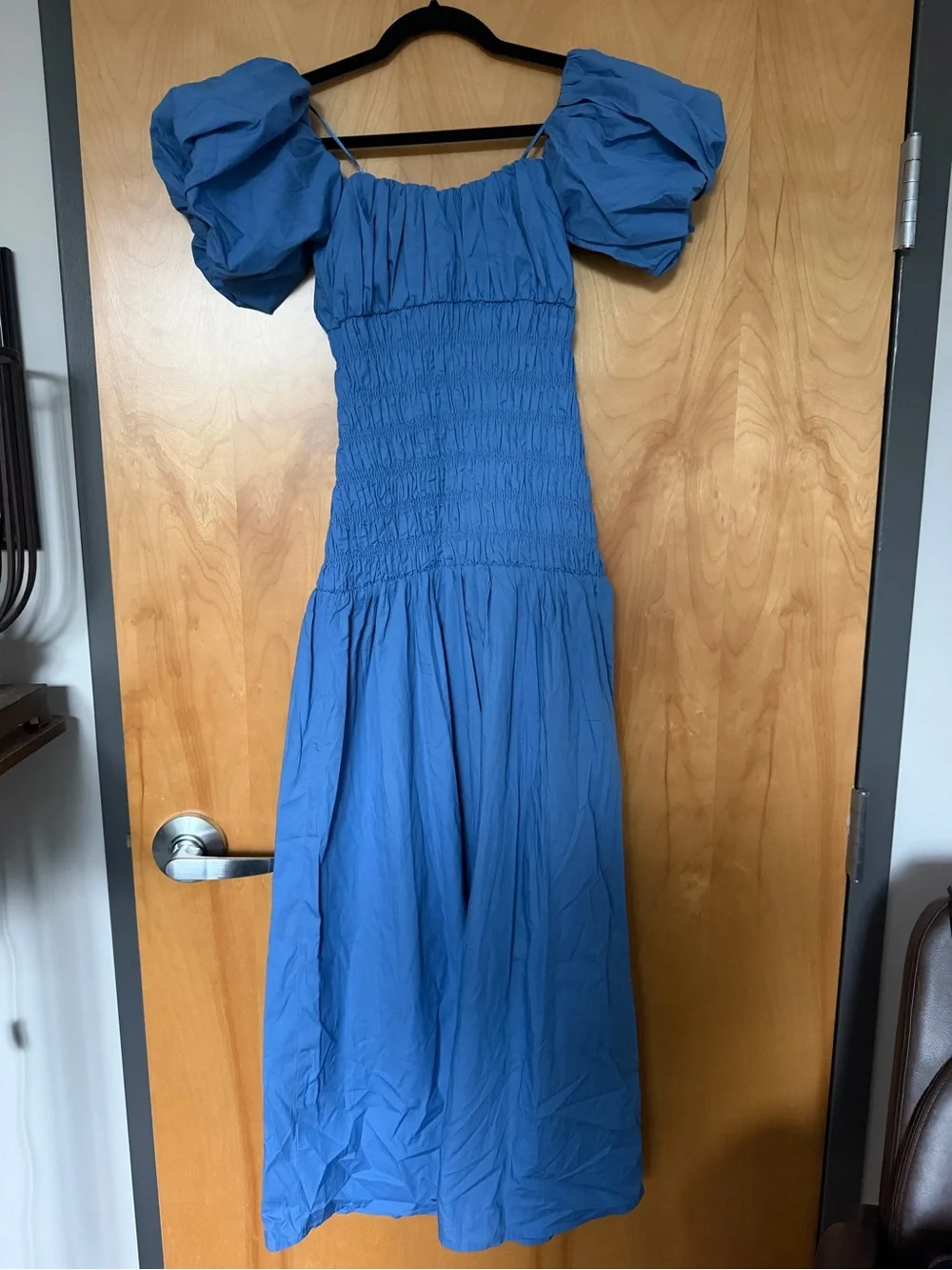 Abercrombie & Fitch Blue Puff-Sleeve Smocked Maxi Dress - NWT